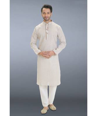 white woven linen kurta pajama 1