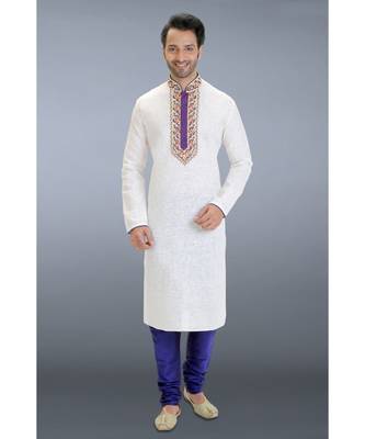 white woven linen kurta pajama 1