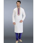 white woven linen kurta pajama
