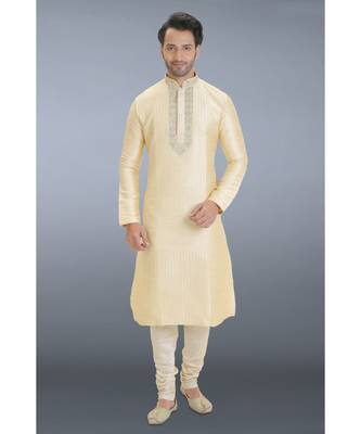 white woven art silk kurta pajama 1