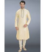 white woven art silk kurta pajama