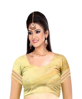 Cream woven super net saree with blouse 4