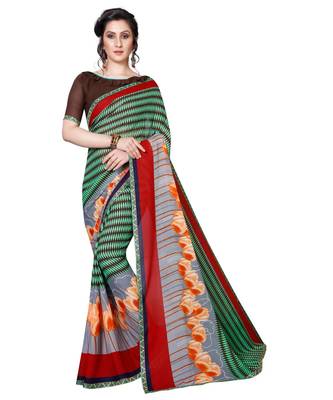 multicolor printed georgette saree with blouse 1