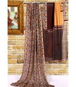 Orange printed georgette saree with blouse