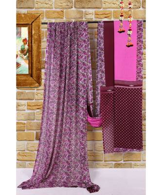 Purple printed georgette saree with blouse 1