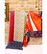 Orange printed georgette saree with blouse