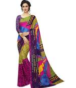 Pink printed georgette saree with blouse