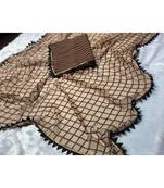 Golden printed georgette saree with blouse