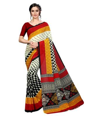 White printed georgette saree with blouse 1