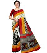 White printed georgette saree with blouse