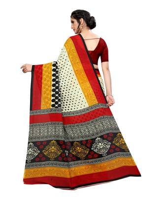 White printed georgette saree with blouse 4