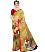 Yellow printed georgette saree with blouse
