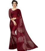 Wine printed georgette saree with blouse