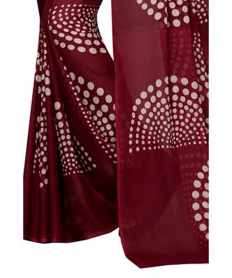 Wine printed georgette saree with blouse 2