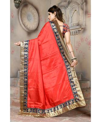 Red woven silk blend saree with blouse 2