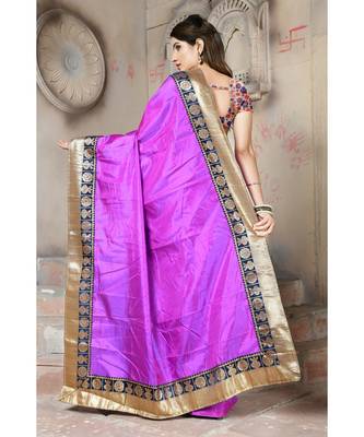 Purple woven silk blend saree with blouse 2
