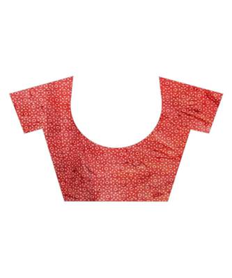 Red woven silk blend saree with blouse 5