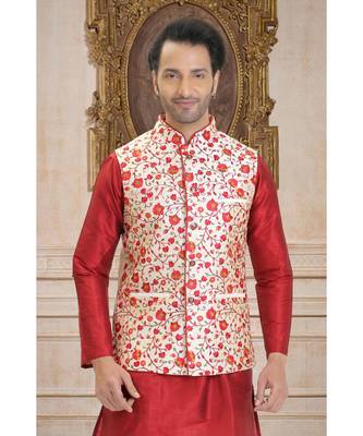 white hand woven bhagalpuri silk nehru jacket 1