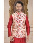 white hand woven bhagalpuri silk nehru jacket