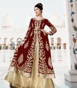 Maroon embroidered georgette salwar
