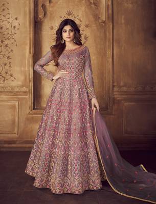 Lavender embroidered net salwar 1