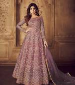 Lavender embroidered net salwar