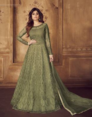 Mehendi embroidered net salwar 1