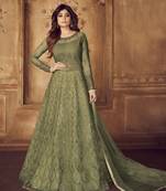 Mehendi embroidered net salwar