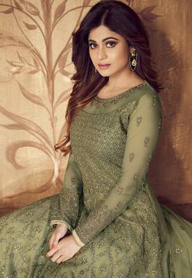 Mehendi embroidered net salwar 2