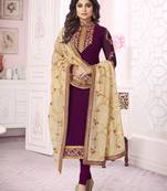 Magenta embroidered georgette salwar