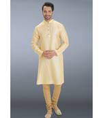 gold woven cotton silk kurta pajama
