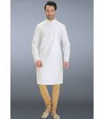 white woven cotton silk kurta pajama