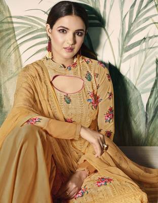 Mustard Embroidered Georgette Salwar 2