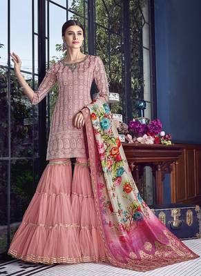 Pink embroidered silk salwar 1