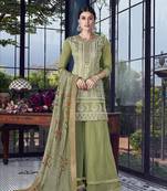 Olive embroidered silk salwar