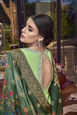 Light-parrot-green embroidered silk salwar 3