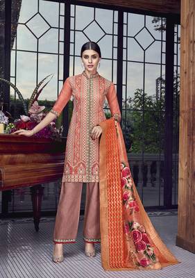 Orange embroidered silk salwar 1