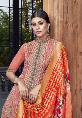 Orange embroidered silk salwar 2