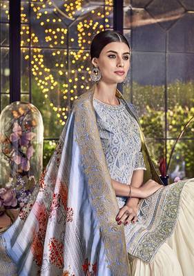 Sky-blue embroidered silk salwar 2