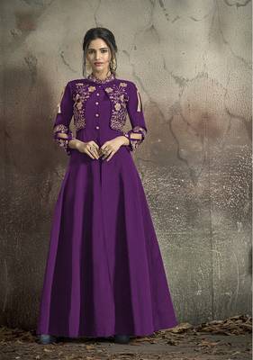 Wine embroidered taffeta salwar 1