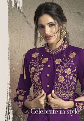 Wine embroidered taffeta salwar 2