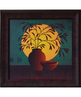 Leaves in Pot Theme Satin Matt Texture UV Art Painting 1