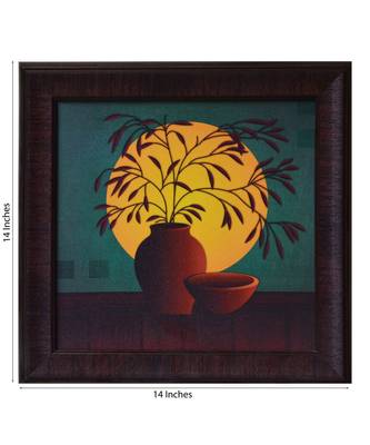Leaves in Pot Theme Satin Matt Texture UV Art Painting 3