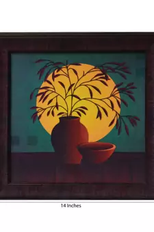 Leaves in Pot Theme Satin Matt Texture UV Art Painting