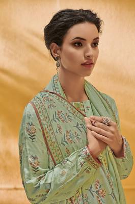 Light-parrot-green embroidered silk salwar 2