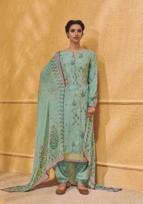 Light-green embroidered silk salwar 1