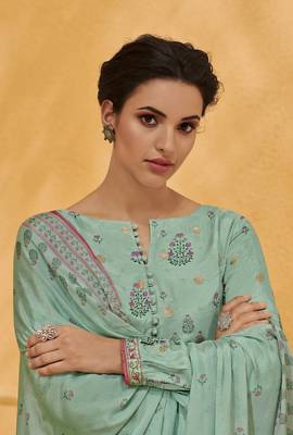 Light-green embroidered silk salwar 2