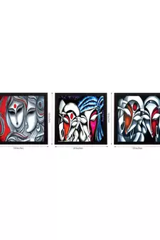Set Of 3 Face Of Radha Krishna Satin Matt Texture UV Art Painting