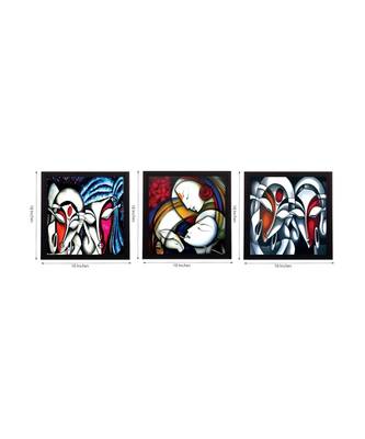 Set Of 3 Krishna and Radha Satin Matt Texture UV Art Painting 2
