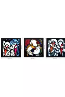 Set Of 3 Krishna and Radha Satin Matt Texture UV Art Painting